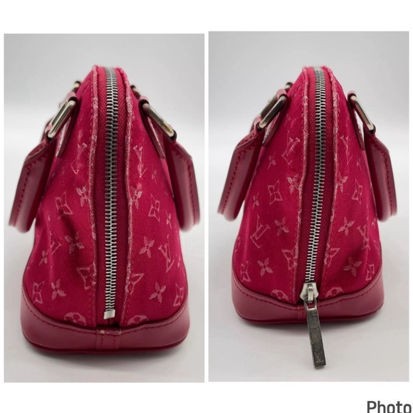 Auth Louis Vuitton Monogram Nano Alma Satin Red Bag - Picture 9 of 10